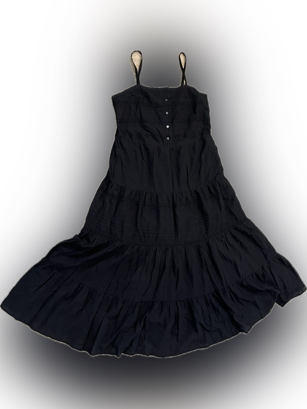Universal Thread Black Tiered Maxi Dress NWT Boho Size M Lace Trim